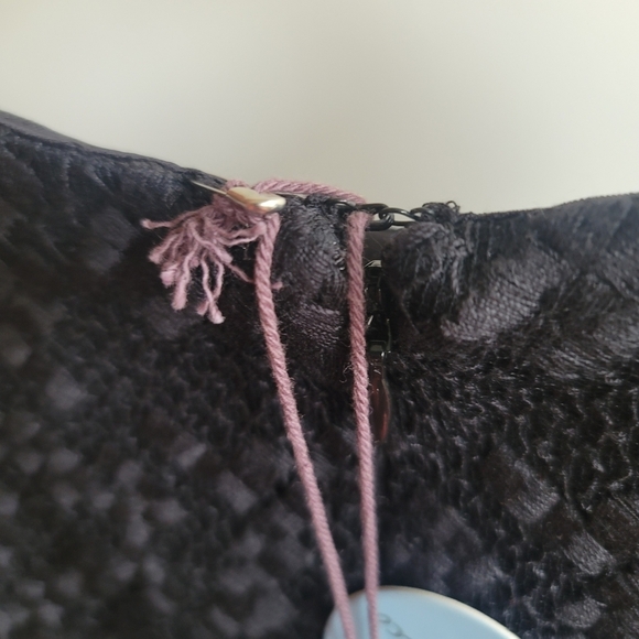 Eva Franco, Fit and Flare Dress, Lace and Scuba Stripe, Black and Brown, Size 6 - Picture 6 of 7